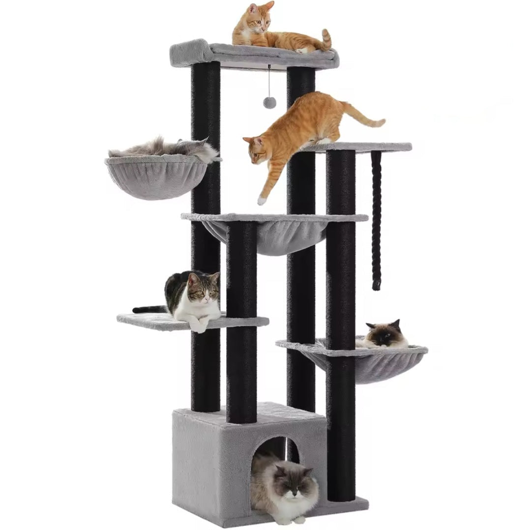XXL Cat Tree – 11 Scratching Posts & Hammock for Large Cats