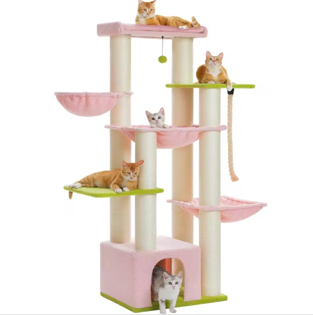 XXL Cat Tree – 11 Scratching Posts & Hammock for Large Cats