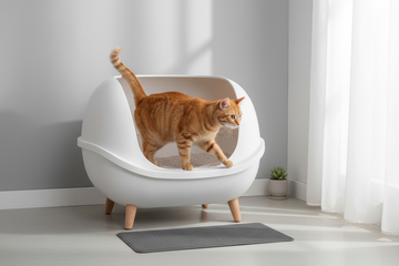 Chat sortant d'une litière