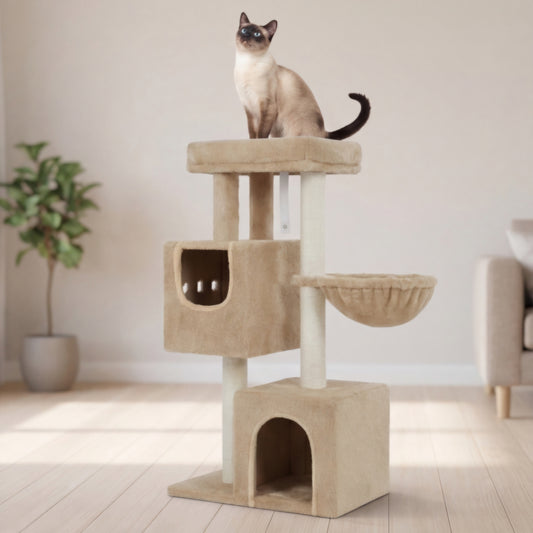 Arbre à chat 98cm double cave style végétal