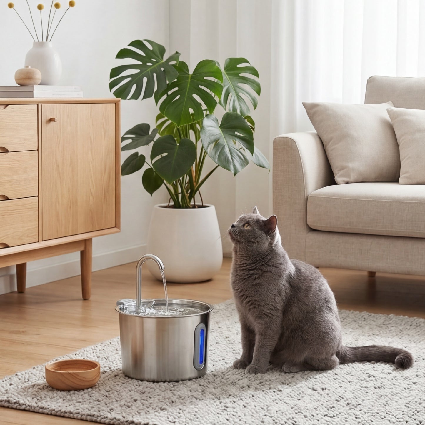 2.2 L Stainless Steel Cat Water Fountain — Ultra-Quiet & Filtering
