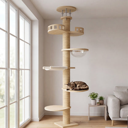 Arbre à chat bois massif – sol-plafond 271-305 cm