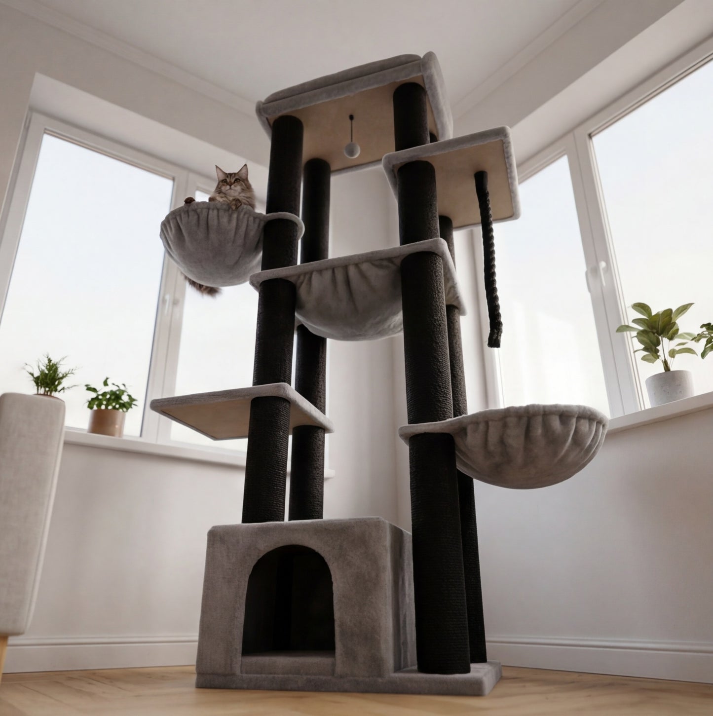 Arbre à chat XXL – 11 griffoirs & hamac grands chats