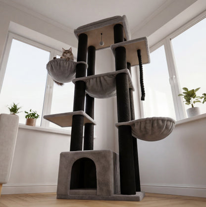 Arbre à chat XXL – 11 griffoirs & hamac grands chats