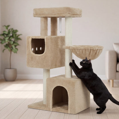 Arbre à chat 98cm double cave style végétal