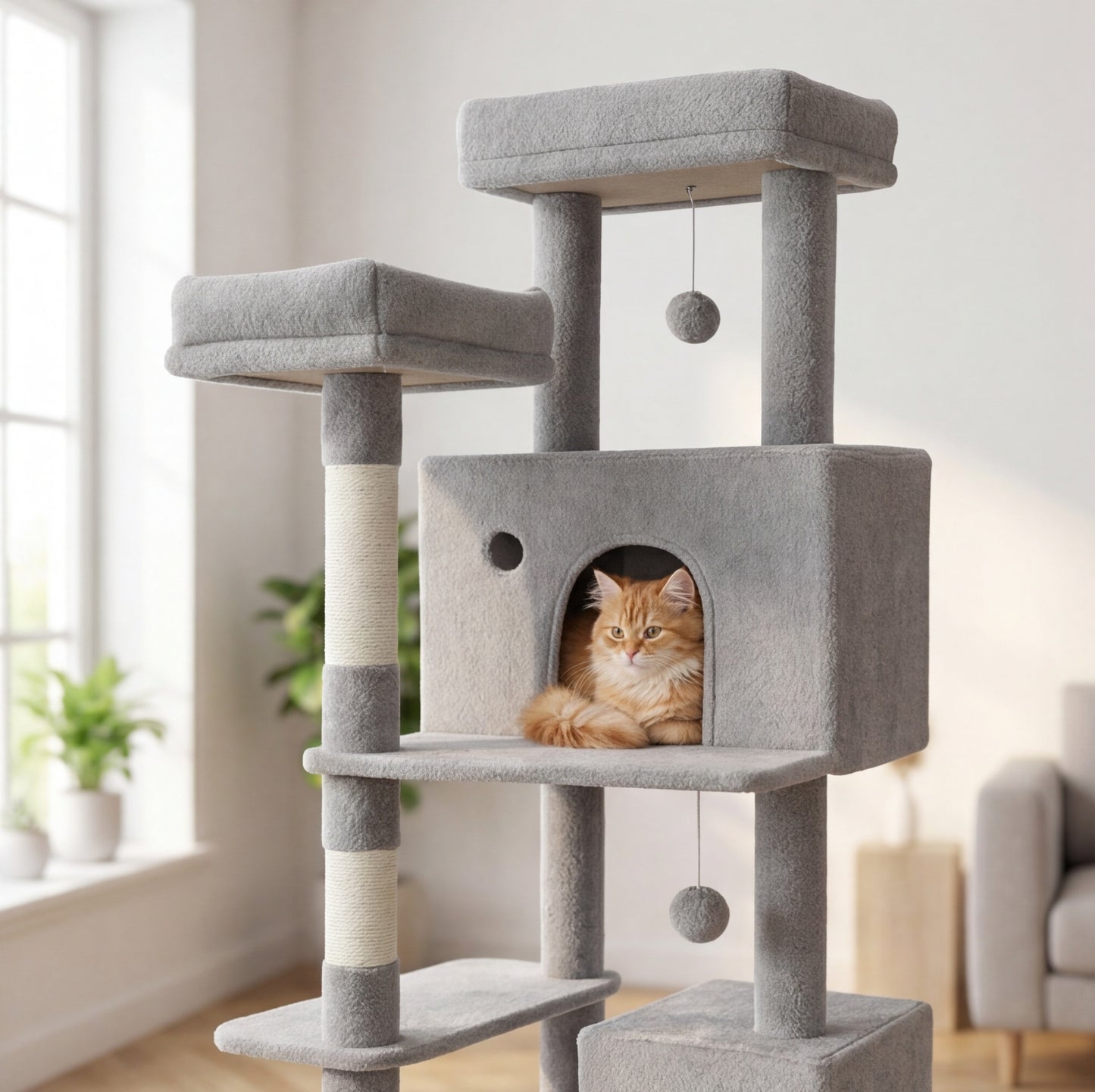 Arbre à chat vertical 178cm gris