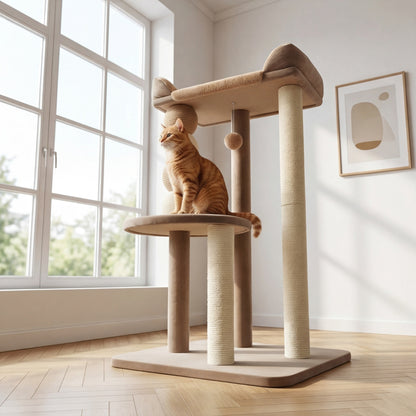 Le Noisetier — Arbre à Chat 86 cm Lounger XXL & Boule Jute