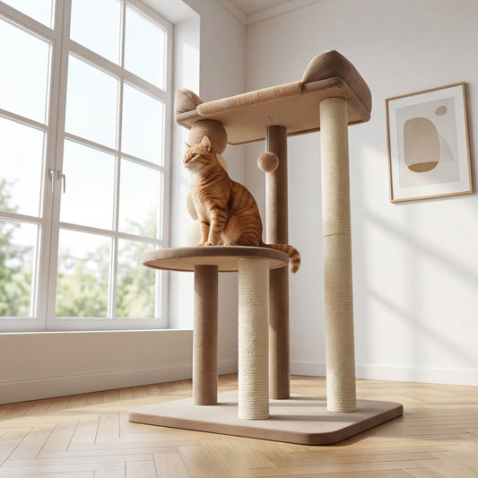 Le Noisetier — Arbre à Chat 86 cm Lounger XXL & Boule Jute