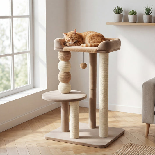Le Noisetier — Arbre à Chat 86 cm Lounger XXL & Boule Jute