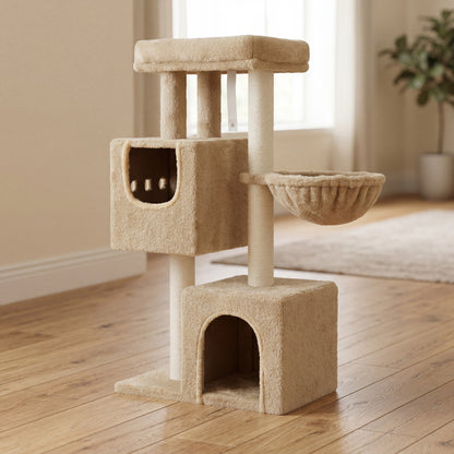 Arbre à chat 98cm double cave style végétal