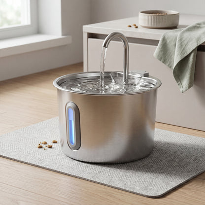 2.2 L Stainless Steel Cat Water Fountain — Ultra-Quiet & Filtering