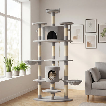 L'Everest — Arbre à Chat XXL 200 cm 2 Maisons & 2 Hamacs
