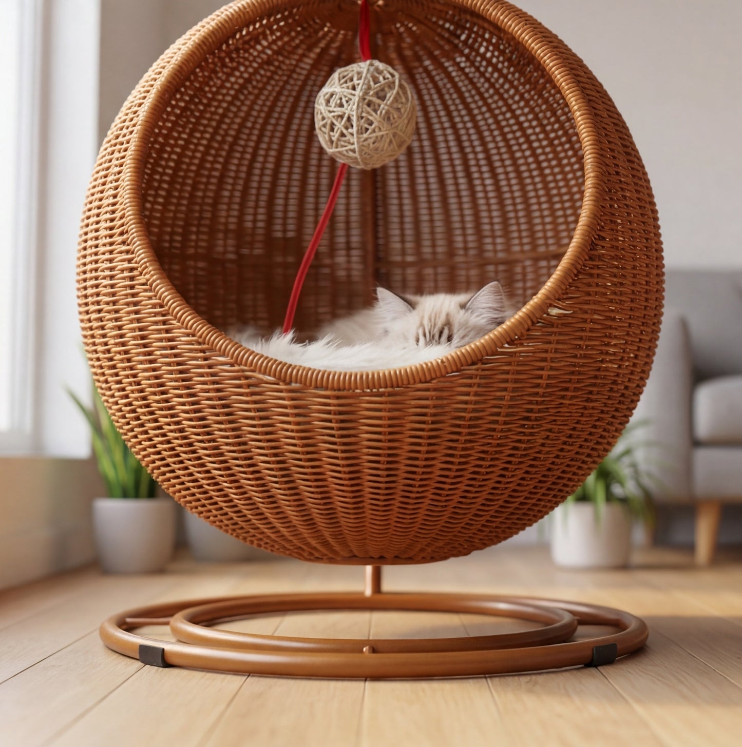 Handgeflochtene Katzenschaukel aus Rattan
