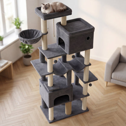 Arbre à chat XXL 200cm gratte-ciel 9 niveaux