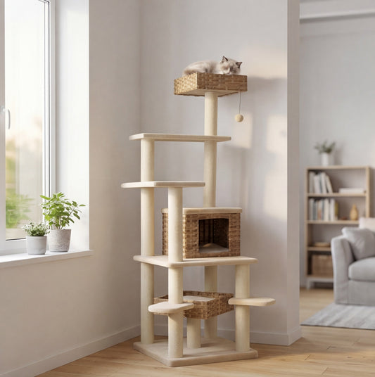Le Kilimandjaro — Arbre à Chat XXL 174 cm Rotin & Sisal