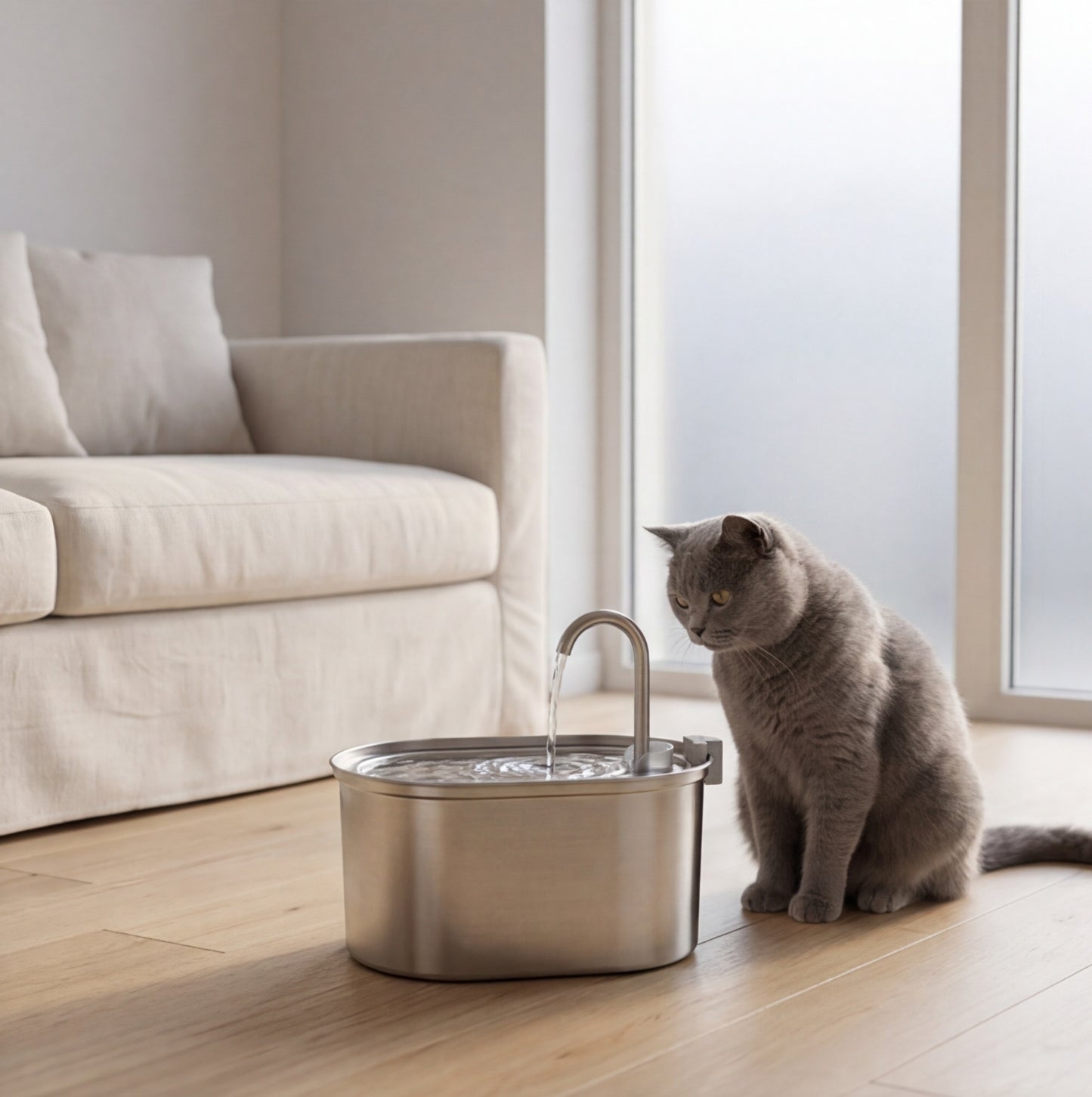 Trinkbrunnen für Katzen aus Edelstahl – 304 – 3,2 l & intelligenter Sensor