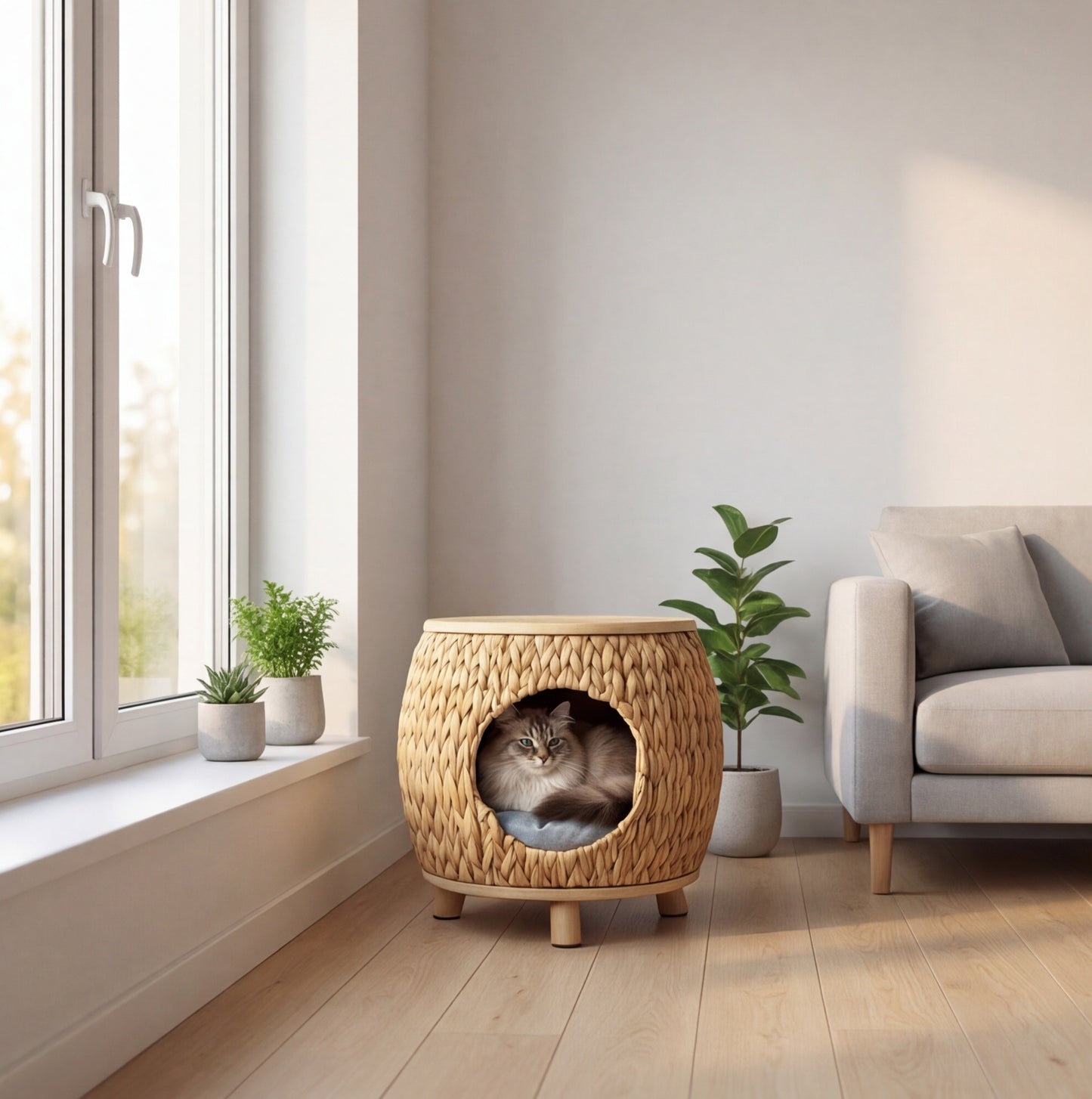 Katzenhaus aus Rattan