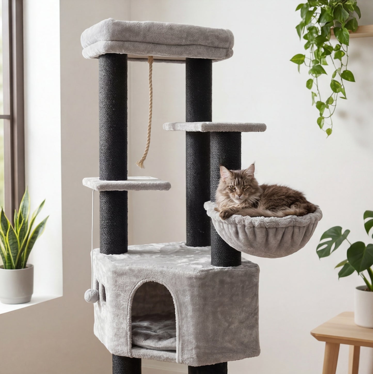 Mont Blanc — XXL Cat Tree 157 cm, 8 Scratching Posts & House