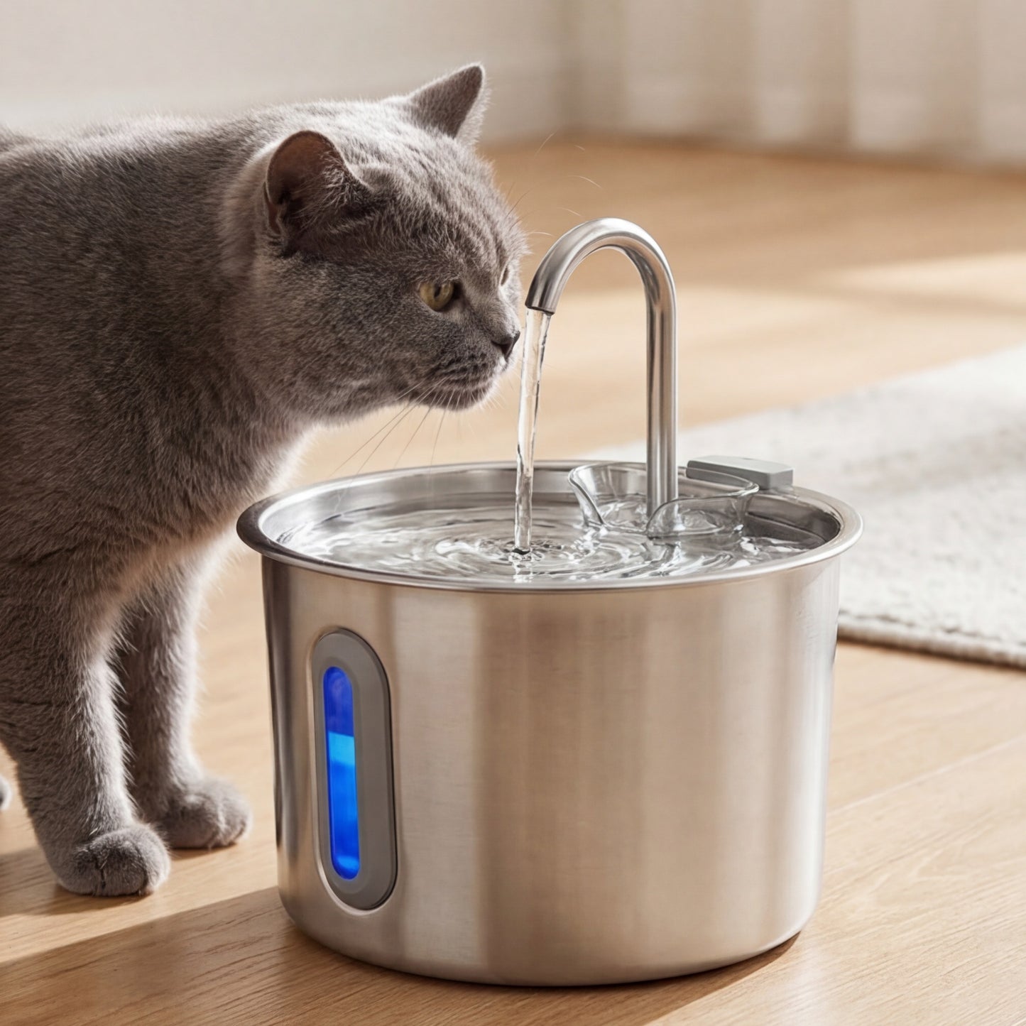 2.2 L Stainless Steel Cat Water Fountain — Ultra-Quiet & Filtering