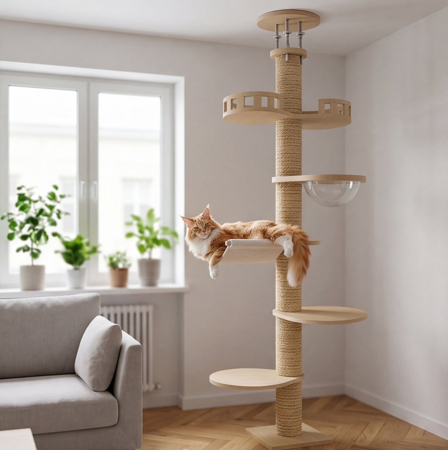 Arbre à chat bois massif – sol-plafond 271-305 cm