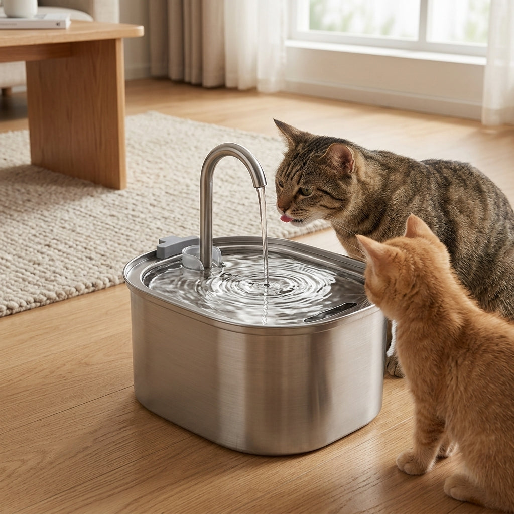 Trinkbrunnen für Katzen aus Edelstahl – 304 – 3,2 l & intelligenter Sensor