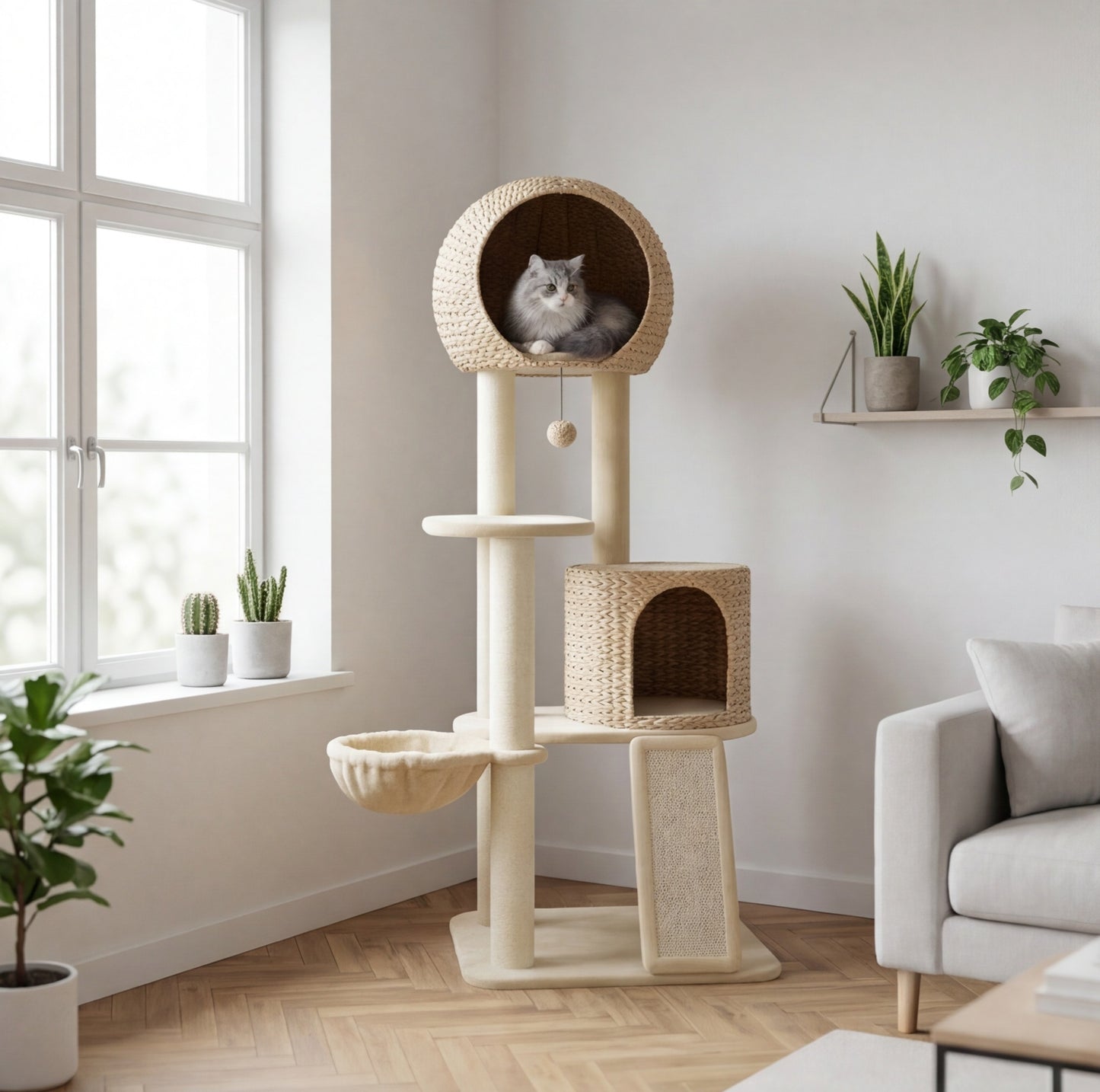 Watch Tower — 150cm Cat Tree with Round House & Hammock