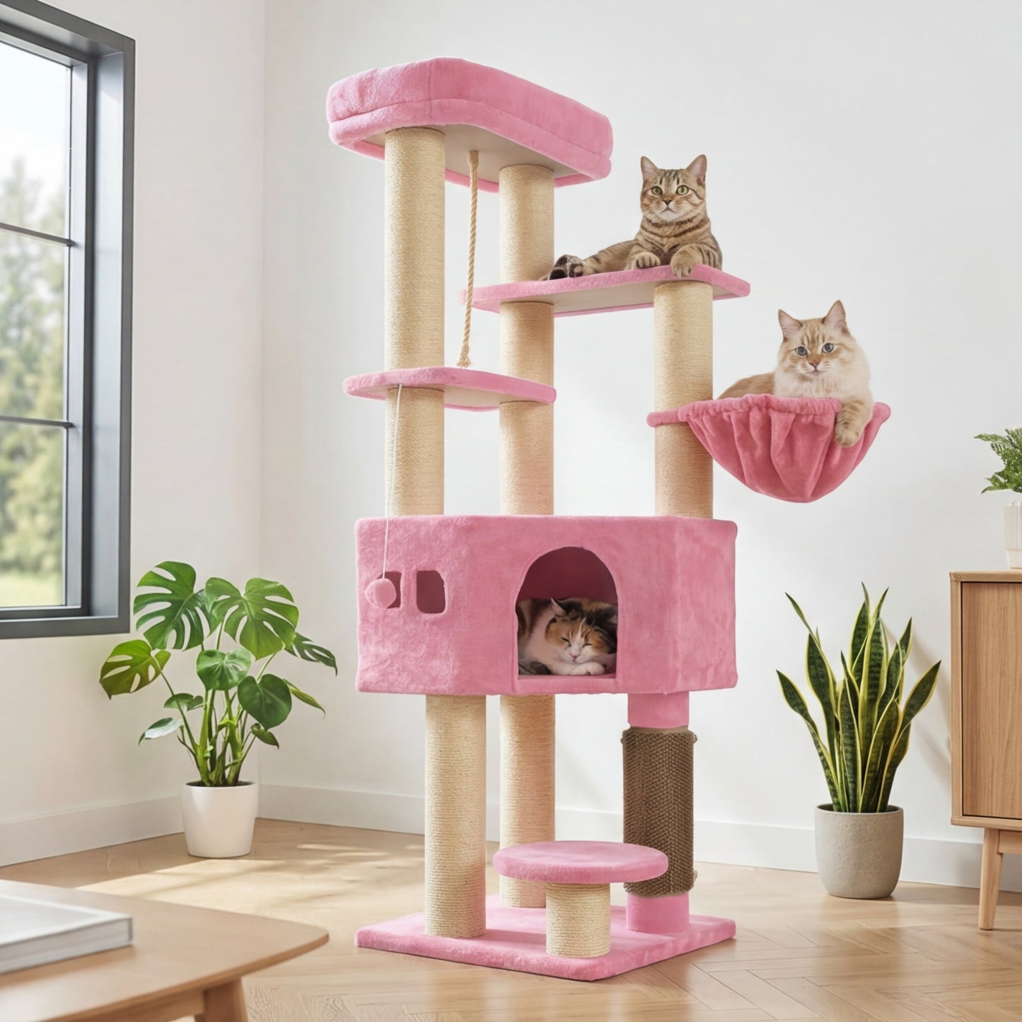 Mont Blanc — XXL Cat Tree 157 cm, 8 Scratching Posts & House