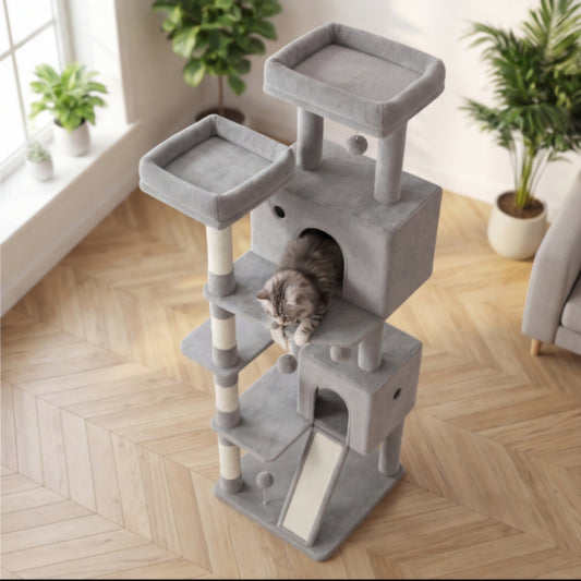 Arbre à chat vertical 178cm gris