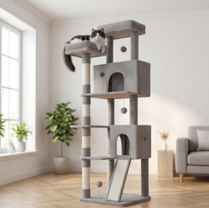 Arbre à chat vertical 178cm gris