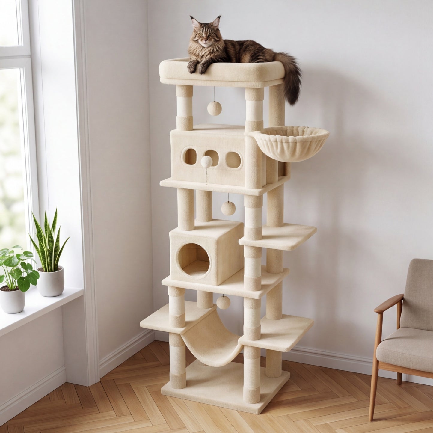 Arbre à chat XXL – 170 cm spécial Maine Coon