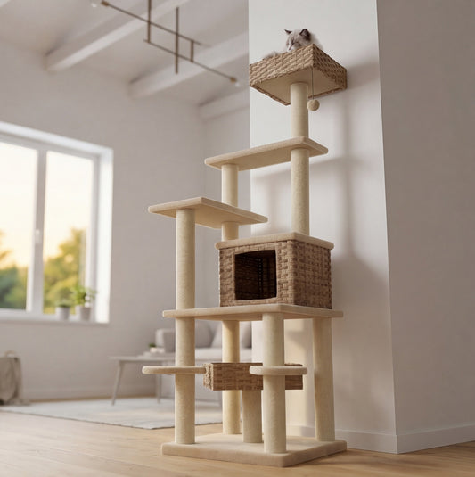 Le Kilimandjaro — Arbre à Chat XXL 174 cm Rotin & Sisal