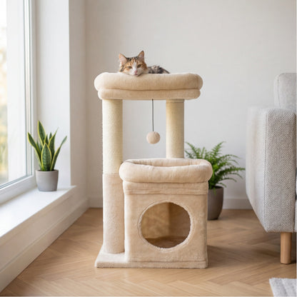 Petit arbre à chat compact avec niche douillette