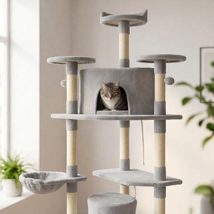 L'Everest — Arbre à Chat XXL 200 cm 2 Maisons & 2 Hamacs