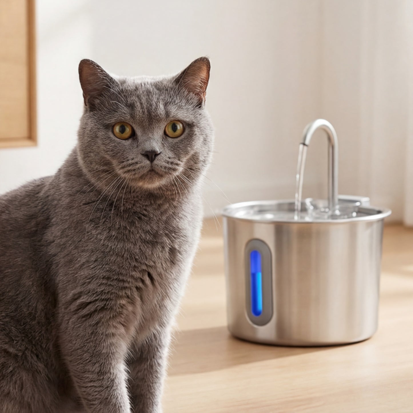 2.2 L Stainless Steel Cat Water Fountain — Ultra-Quiet & Filtering