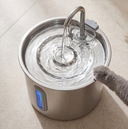 2.2 L Stainless Steel Cat Water Fountain — Ultra-Quiet & Filtering