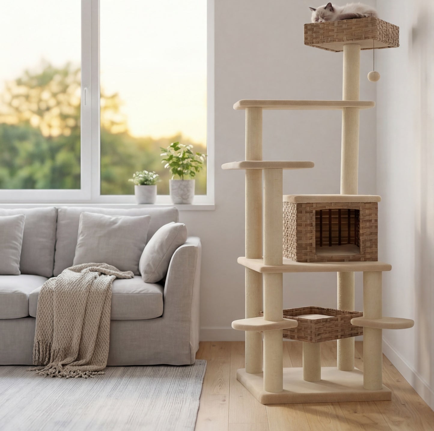 Le Kilimandjaro — Arbre à Chat XXL 174 cm Rotin & Sisal