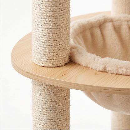 Arbre à chat multi-niveaux 136cm avec hamac
