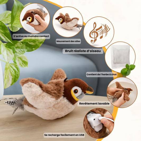 Rechargeable interactive bird toy for cats