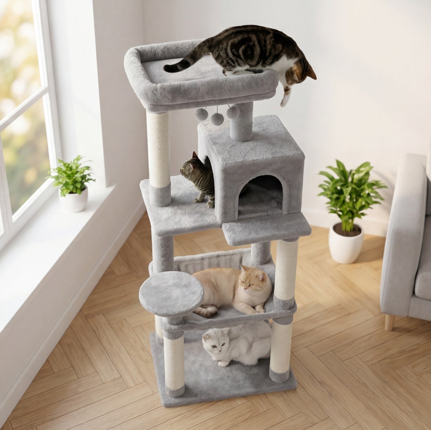 143cm cat tree with large XXL hammock