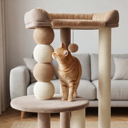 Le Noisetier — Arbre à Chat 86 cm Lounger XXL & Boule Jute