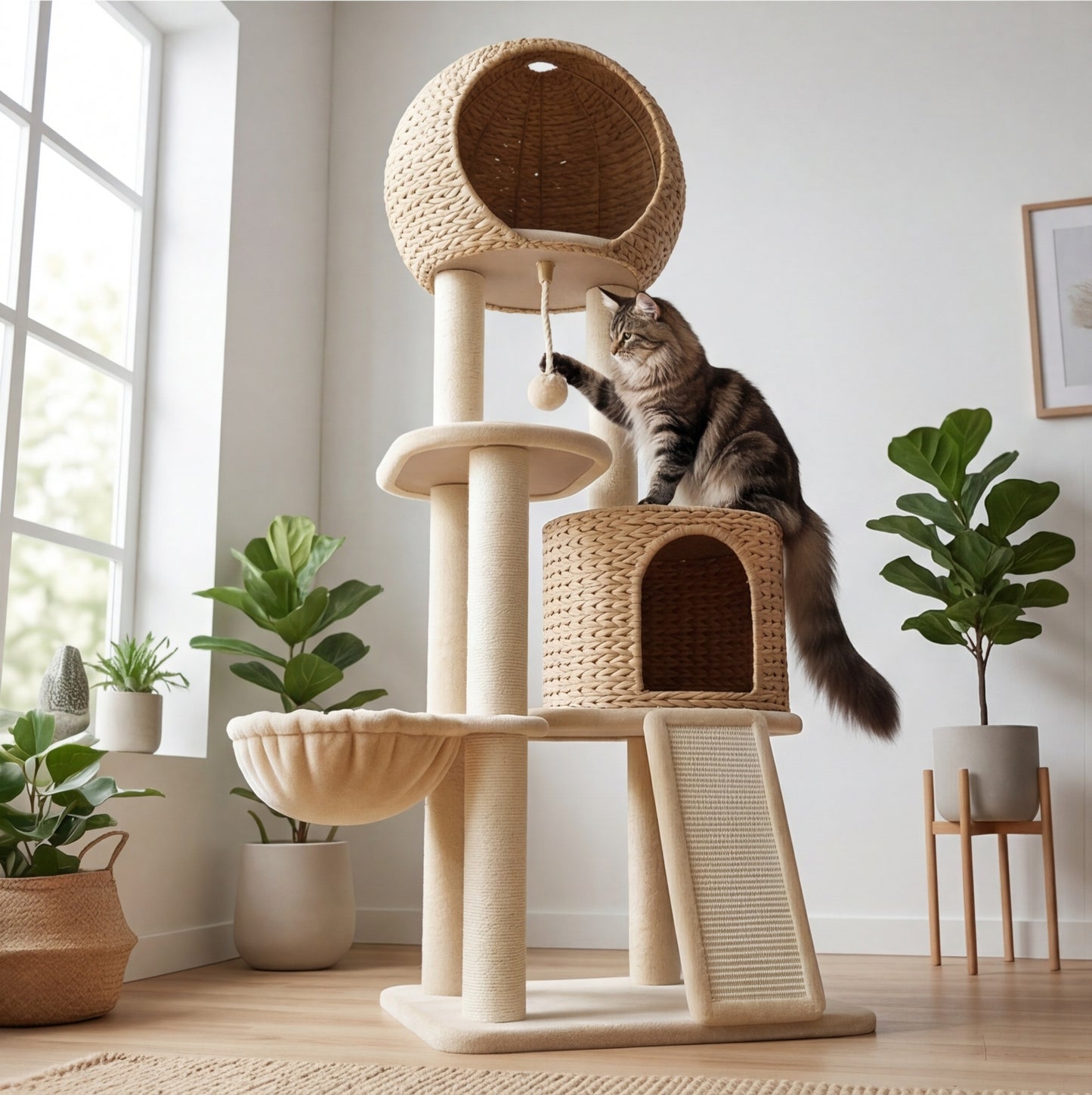 Watch Tower — 150cm Cat Tree with Round House & Hammock