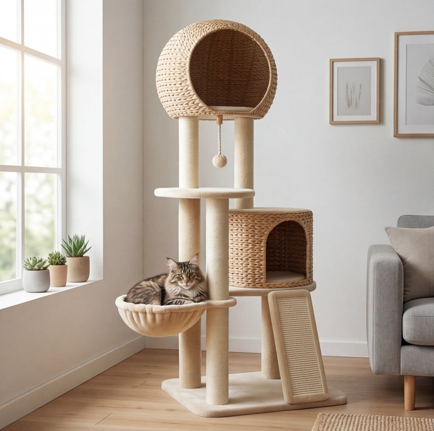 Watch Tower — 150cm Cat Tree with Round House & Hammock