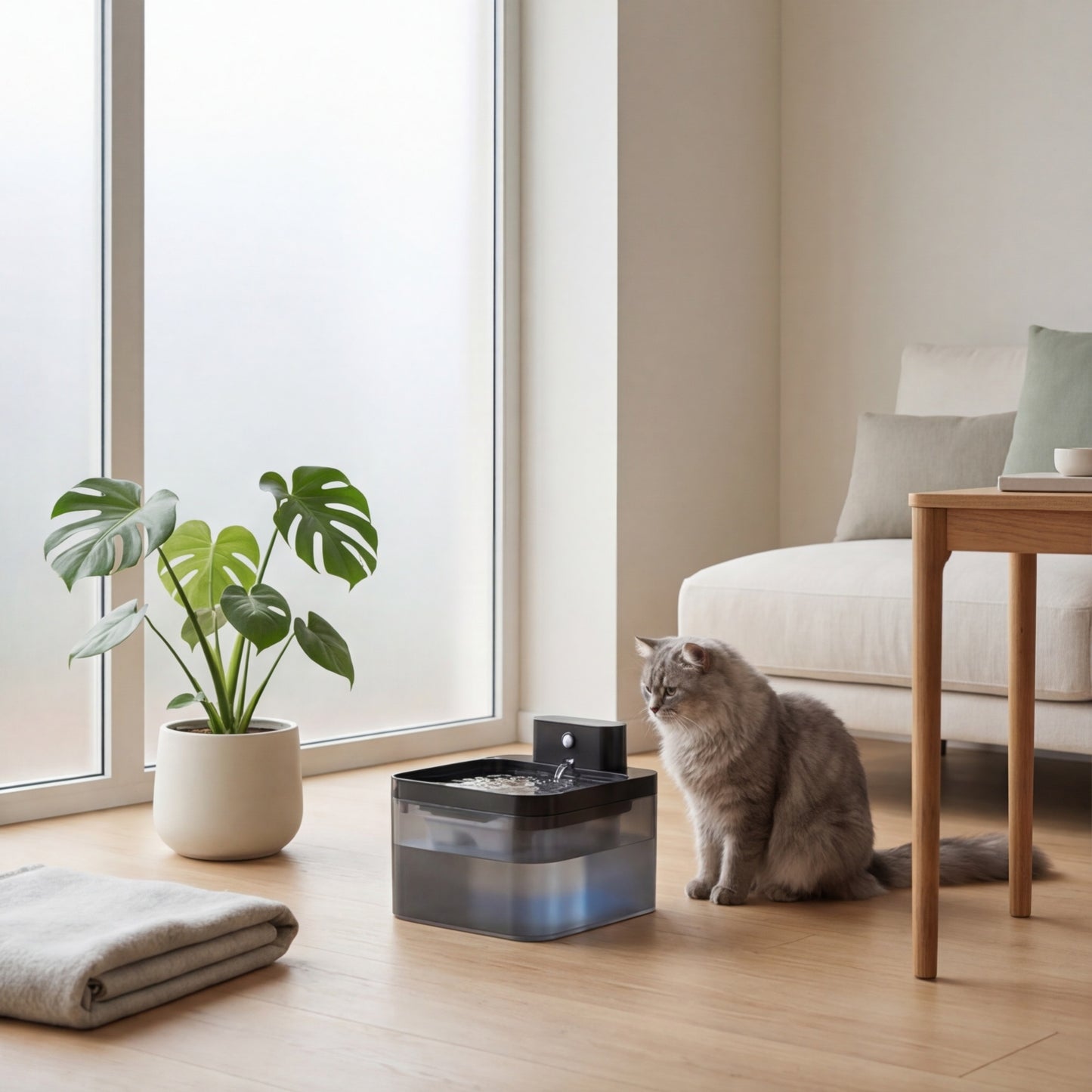 Kabelloser Katzenbrunnen – mit Infrarotsensor und Batterie