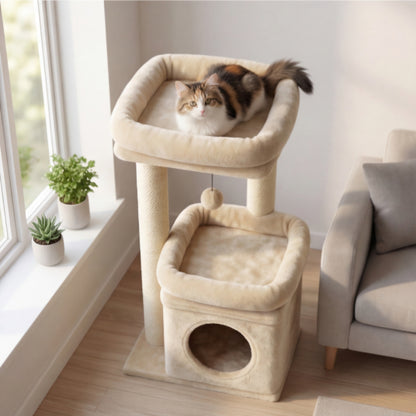 Petit arbre à chat compact avec niche douillette