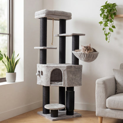 Mont Blanc — XXL Cat Tree 157 cm, 8 Scratching Posts & House