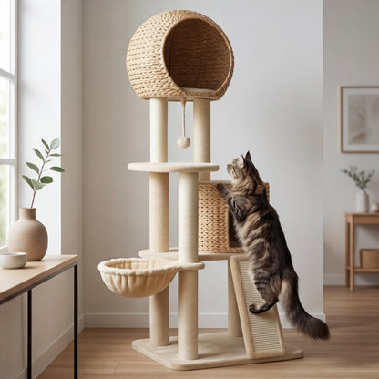 Watch Tower — 150cm Cat Tree with Round House & Hammock