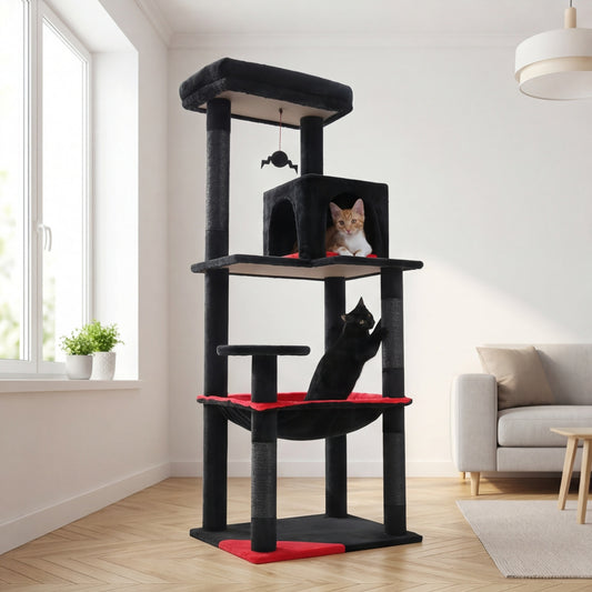 143 cm hoher Katzenbaum mit großer XXL-Hängematte